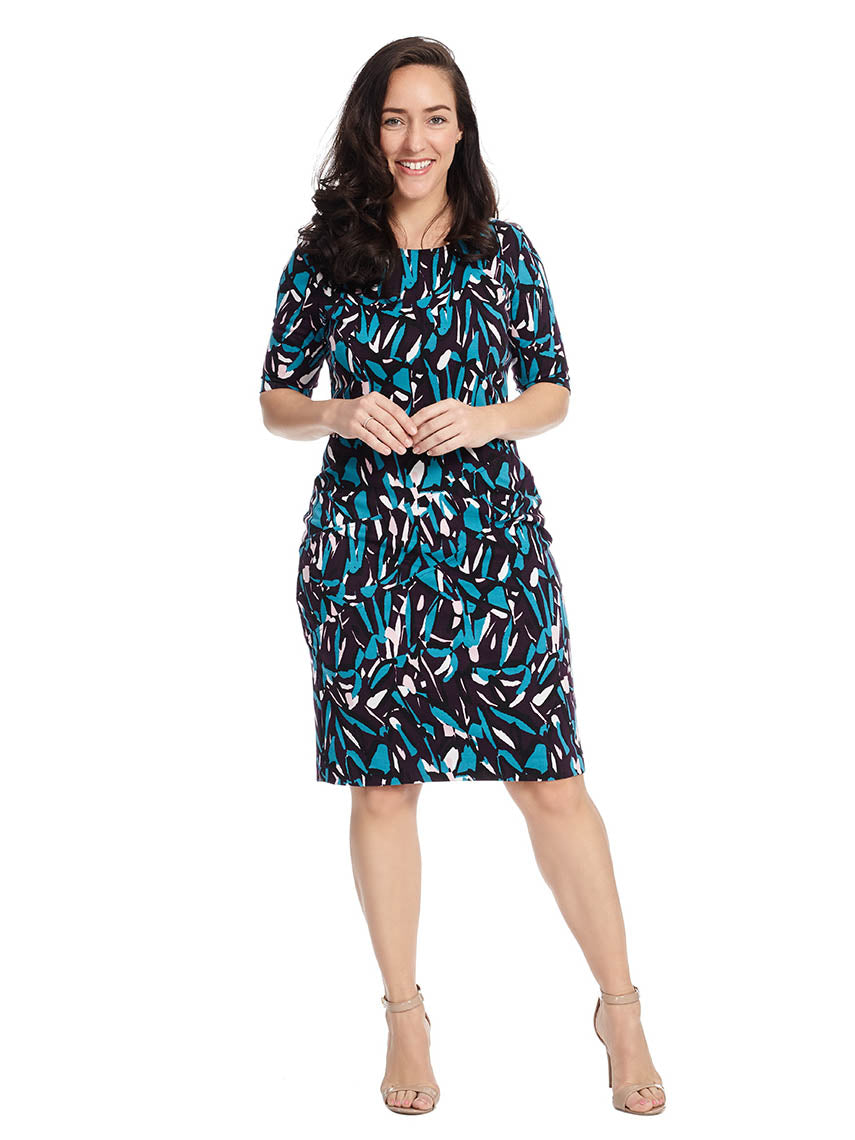 Elbow Length Sleeve Abstract Print ...